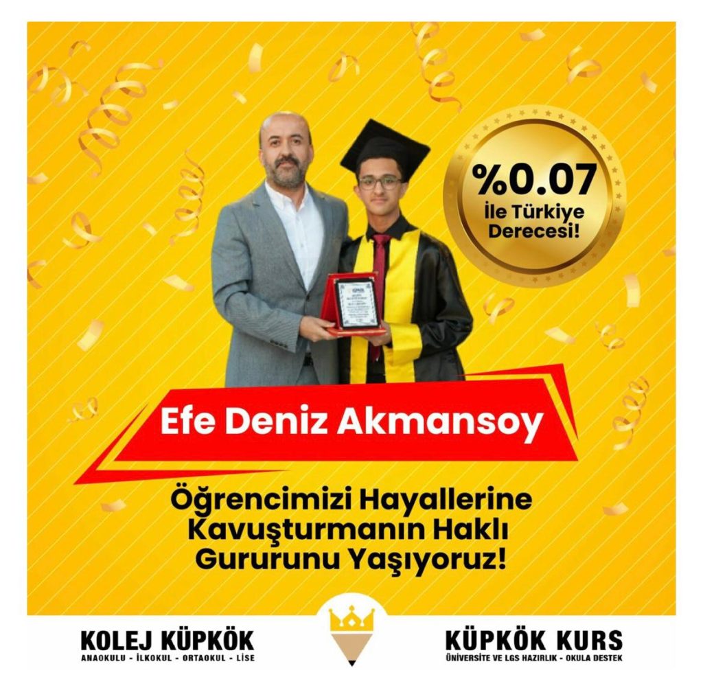 Bursa KüpKök Koleji’nin gururu Efe Deniz Akmansoy’dan başarı hikayesi